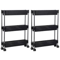 Kit 2 Fruteiras Para Cozinha Multifunções Com Rodízios Nattan Preto - 1