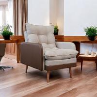 Poltrona Inglaterra Reclinável Corino Chocolate E Linho Bege Chocolate Com Bege - 2