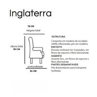 Poltrona Inglaterra Reclinável Corino Chocolate E Linho Bege Chocolate Com Bege - 7