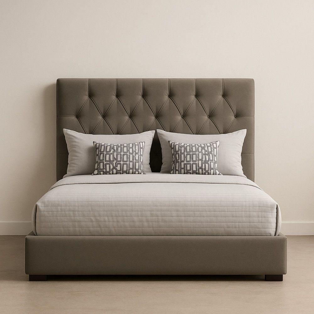 Cabeceira Para Cama Queen Julia Sued Taupe Cappucino Idf Dec Taupe Capuccino - 2