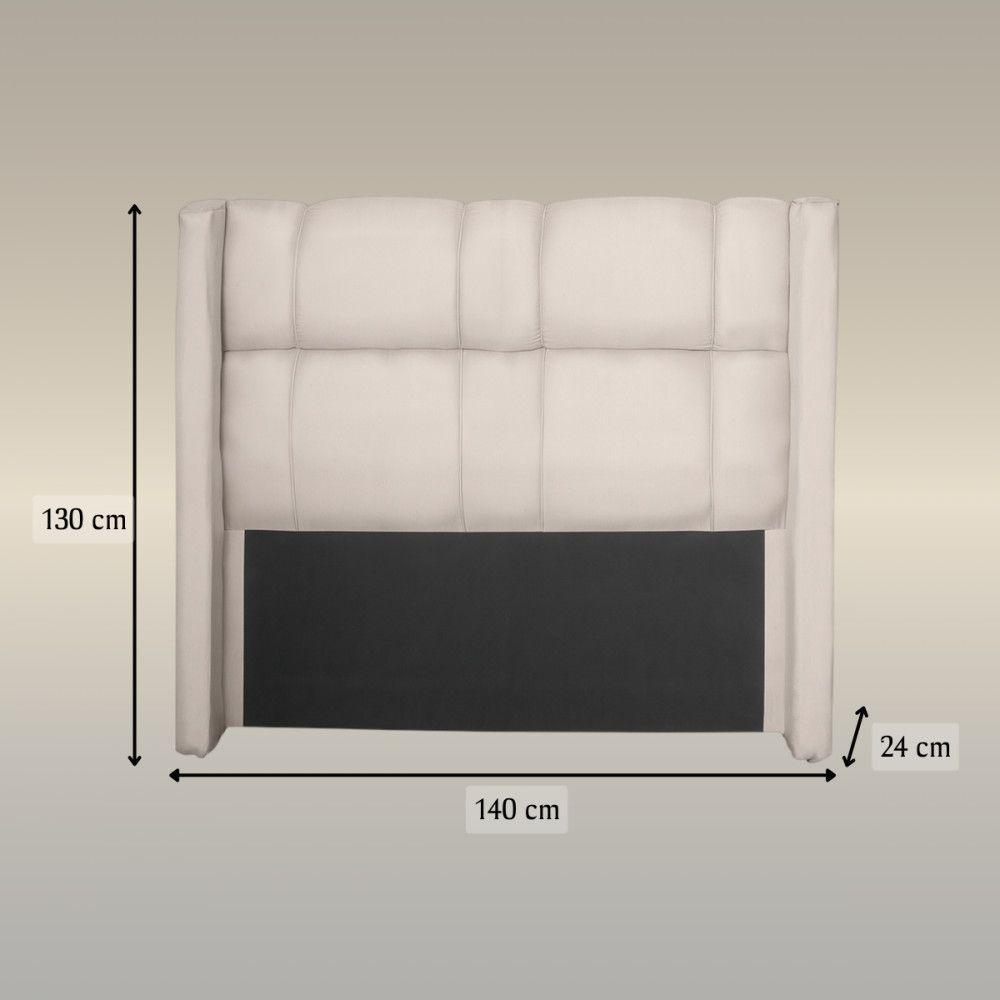 Cabeceira Para Cama De Casal Tania Linho Bege Escuro Idf Dec Bege Escuro - 3