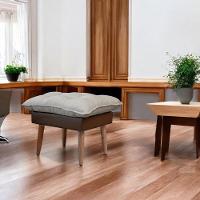 Puff Roma Corino Chocolate Com Linho Bege Conlflex Chocolate Com Bege - 2