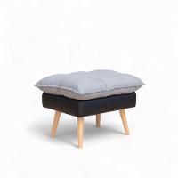 Puff Roma Corino Preto Com Linho Grafite Conlflex Preto Com Grafite - 1