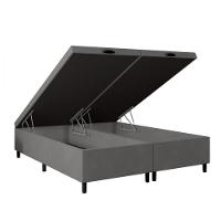 Base Para Cama Box King Com Baú 192x203x35 Cinza Portobel Cinza - 1