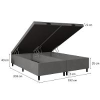 Base Para Cama Box King Com Baú 192x203x35 Cinza Portobel Cinza - 2