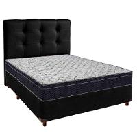 Cama Box Preto + Colchão Casal Airtech 150 Ortobom + Cabeceira - 1