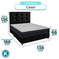 Cama Box Preto + Colchão Casal Airtech 150 Ortobom + Cabeceira - 3