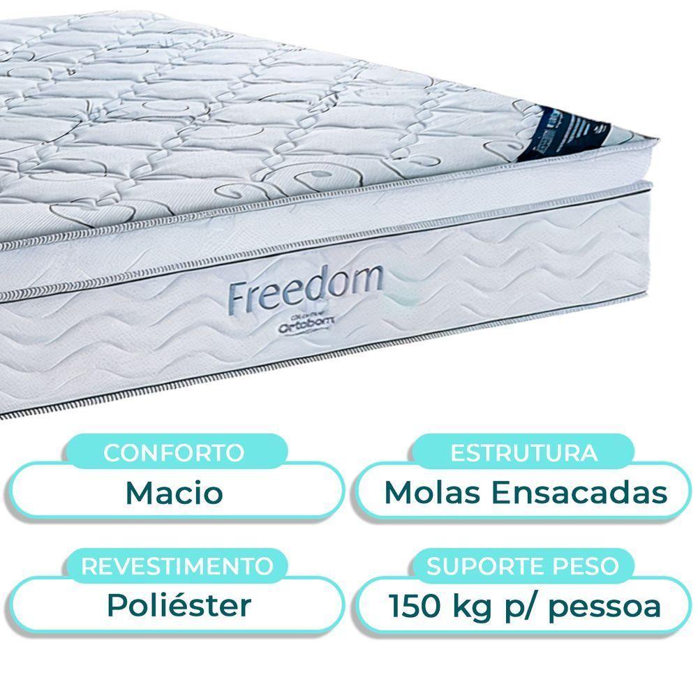 Box Baú Blindado Branco + Colchão Casal Freedom Ortobom - 2