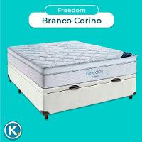 Box Baú Blindado Branco + Colchão Casal Freedom Ortobom
