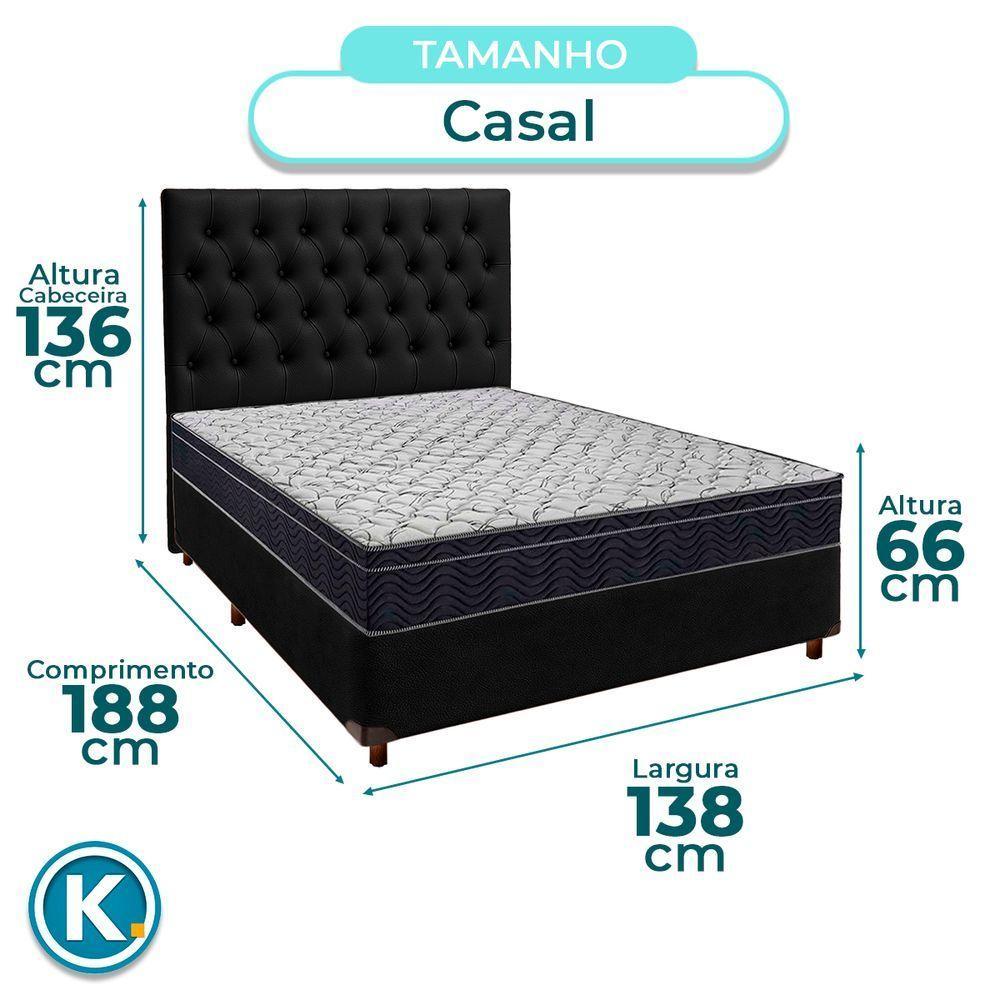 Cama Box Preto + Colchão Casal Airtech 150 Ortobom Com Cabeceira - 3