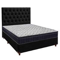 Cama Box Preto + Colchão Casal Airtech 150 Ortobom Com Cabeceira - 1