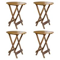 Conjunto Com 4 Mesas Bistrô Dobrável Em Madeira Maciça - Mel - Marrom - 1