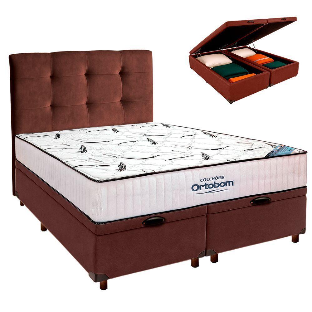 Box Baú Blindado Com Colchão Queen High Foam Ortobom + Cabeceira - 1