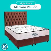 Cama Box Marrom+ Colchão Queen High Foam Ortobom + Cabeceira