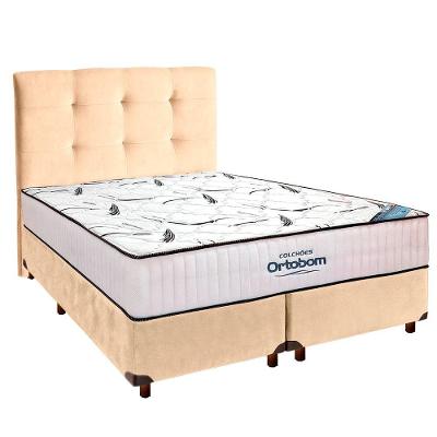 Cama Box Perola+ Colchão Queen High Foam Ortobom + Cabeceira