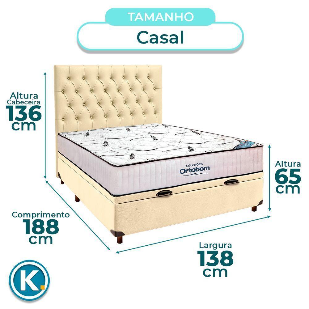 Box Baú Begetiza Corino Com Colchão Casal High Foam Ortobom + Cabeceira - 3