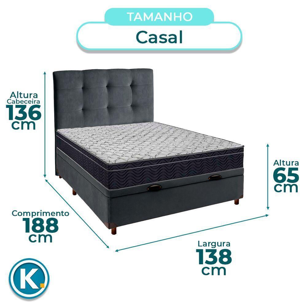 Box Baú Cinza + Colchão Casal Airtech 150 Ortobom + Cabeceira - 3