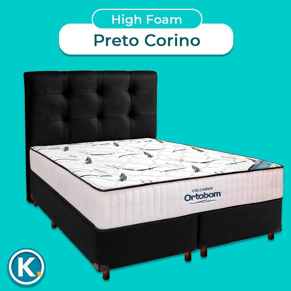 Cama Box Preto Com Colchão Queen High Foam Ortobom Com Cabeceira - 4