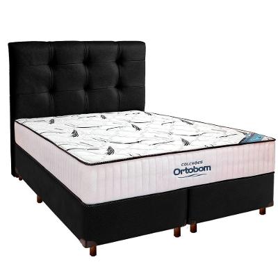 Cama Box Preto Com Colchão Queen High Foam Ortobom Com Cabeceira