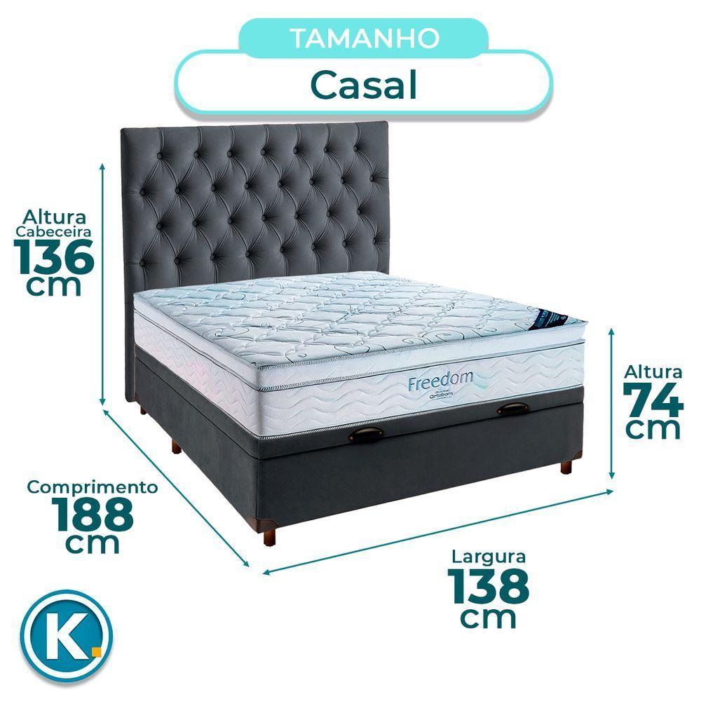 Baú Blindado Cinza + Colchão Casal Freedom Ortobom E Cabeceira - 3