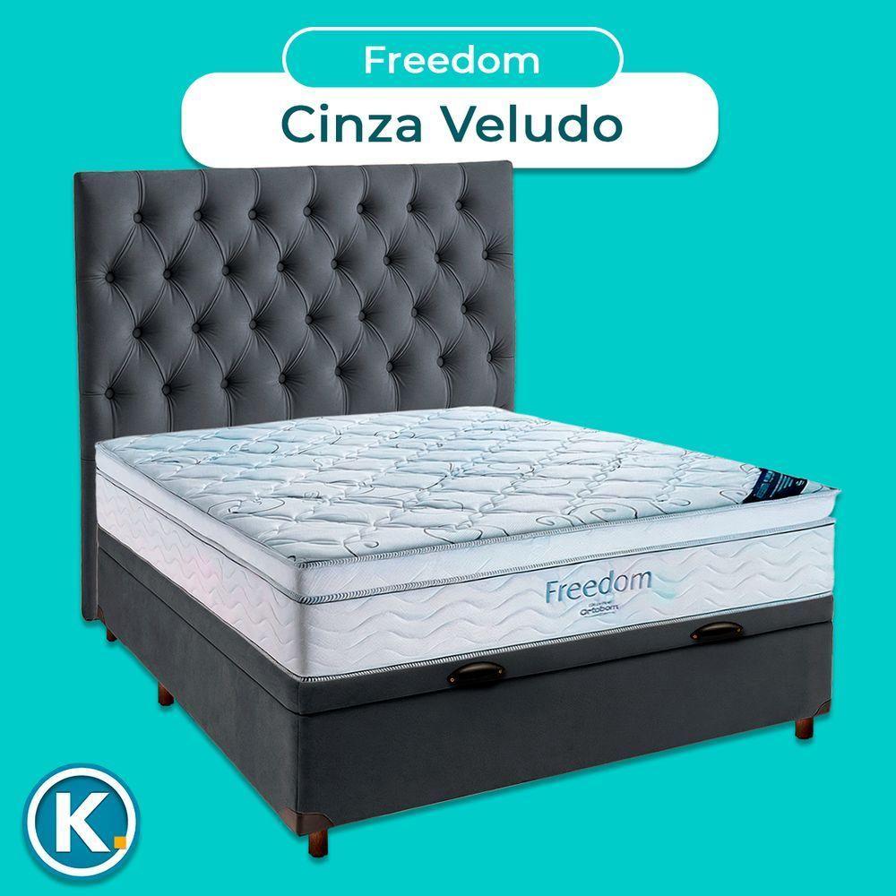 Baú Blindado Cinza + Colchão Casal Freedom Ortobom E Cabeceira - 4