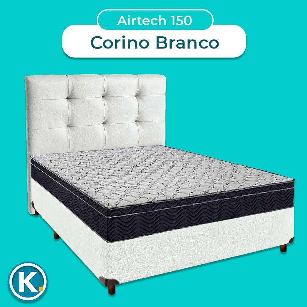 Cama Box Branco+ Colchão Casal Airtech 150 Ortobom + Cabeceira - 4