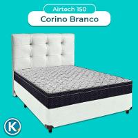 Cama Box Branco+ Colchão Casal Airtech 150 Ortobom + Cabeceira