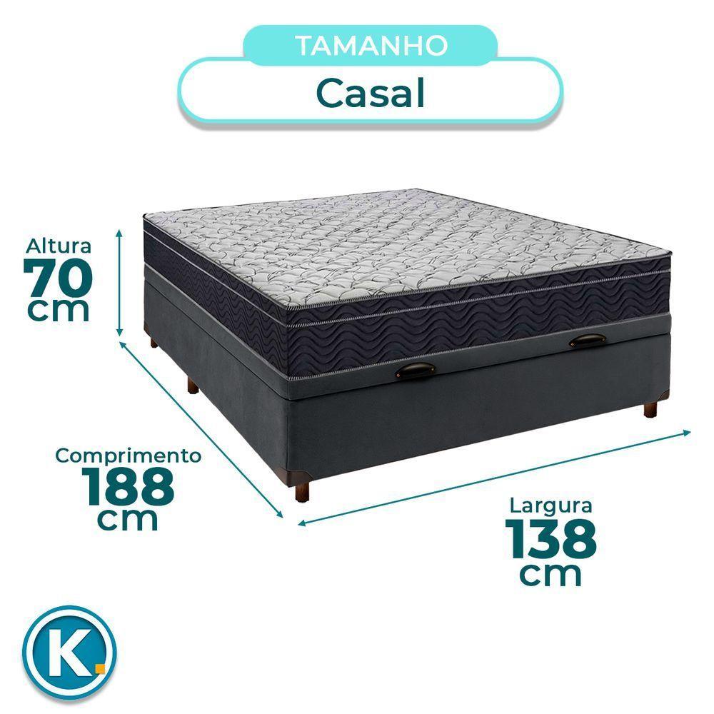 Box Baú Blindado Cinza + Colchão Casal Airtech 150 Ortobom - 3