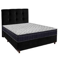 Cama Box Preto Com Colchão Casal Airtech 150 Ortobom E Cabeceira - 1