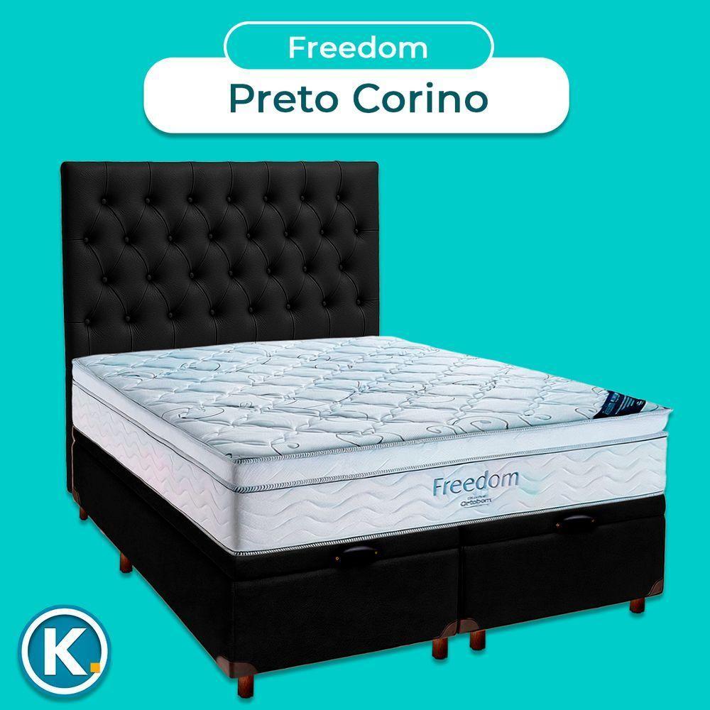 Baú Blindado Preto + Colchão Queen Freedom Ortobom + Cabeceira - 4