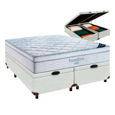 Box Baú Blindado Branco + Colchão Queen Freedom Ortobom
