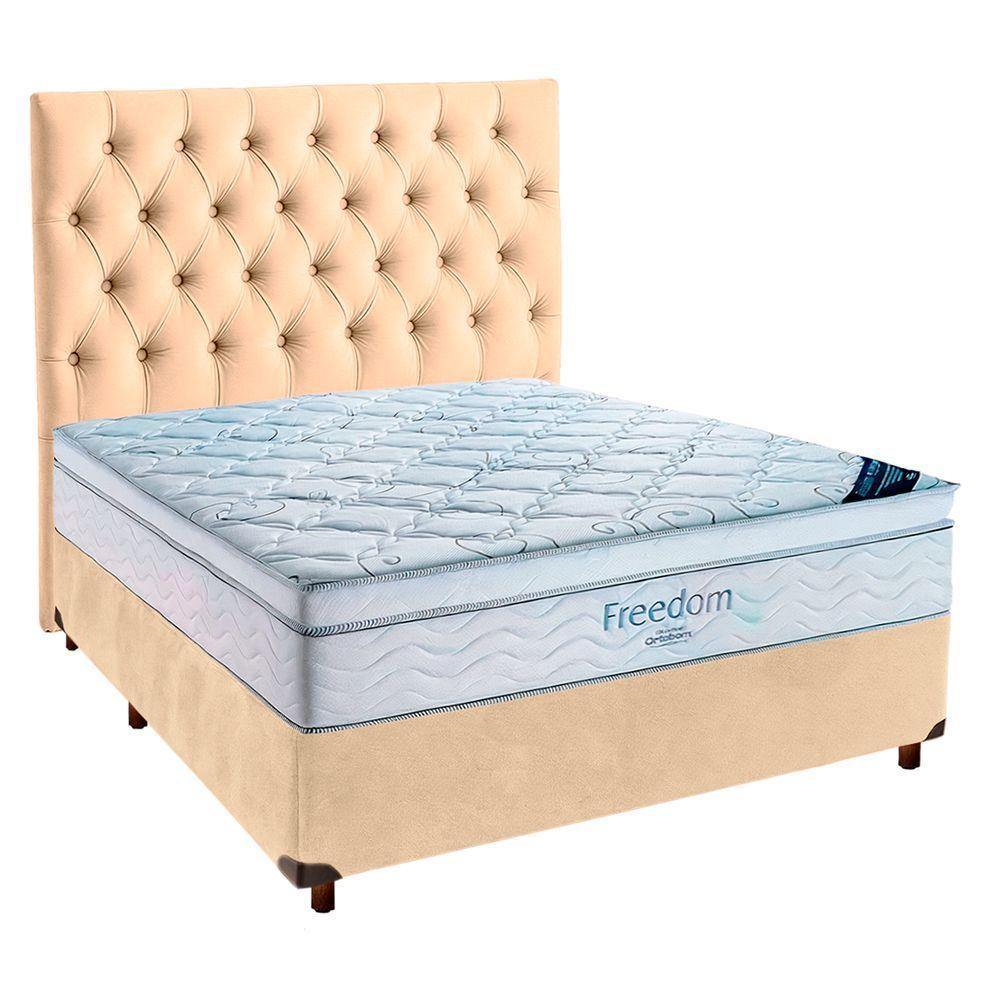 Cama Box Perola Com Colchão Casal Freedom Ortobom E Cabeceira - 1