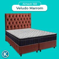 Cama Box Marrom Com Colchão Casal Airtech 150 Ortobom E Cabeceira