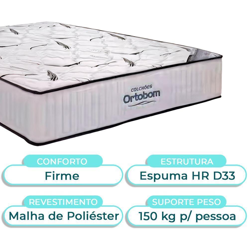 Cama Box Baú Preto Com Colchão Casal High Foam Ortobom + Cabeceira - 2