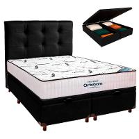 Cama Box Baú Preto Com Colchão Casal High Foam Ortobom + Cabeceira - 1