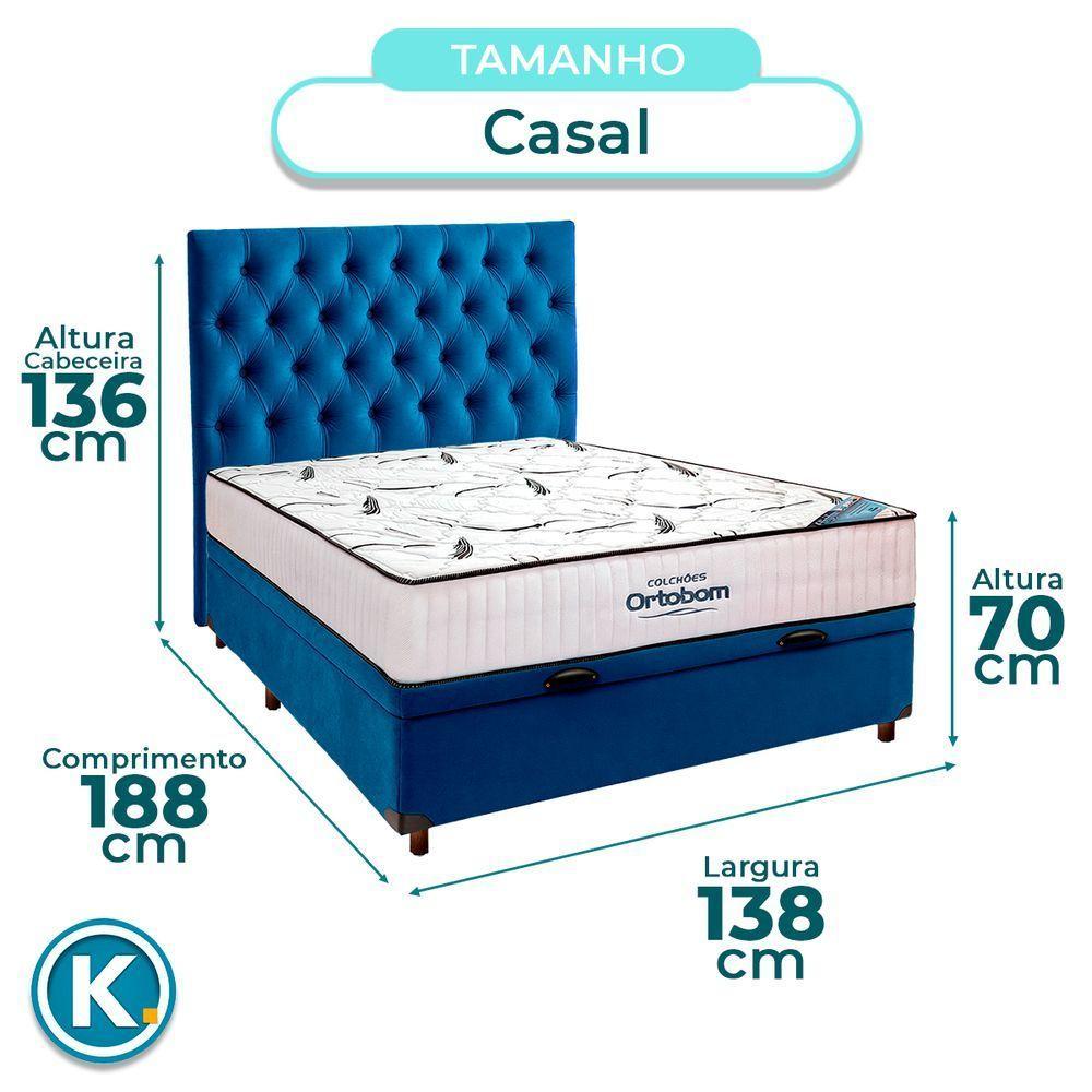 Baú Blindado Azul Com Colchão Casal High Foam Ortobom + Cabeceira - 3