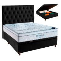Cama Box Baú Preto + Colchão Casal Freedom Ortobom E Cabeceira - 1
