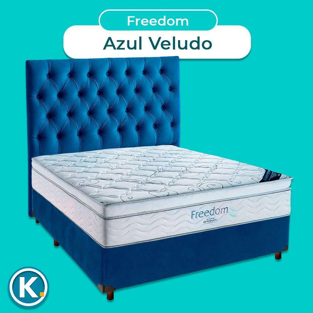 Cama Box Azul Com Colchão Casal Freedom Ortobom E Cabeceira - 4
