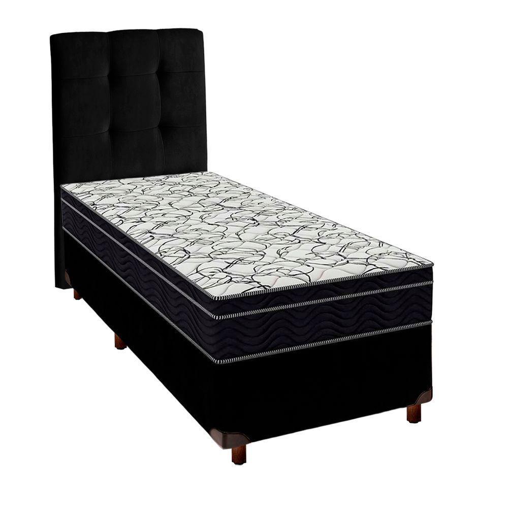 Box Preto + Colchão Solteiro Airtech 150 Ortobom + Cabeceira - 1