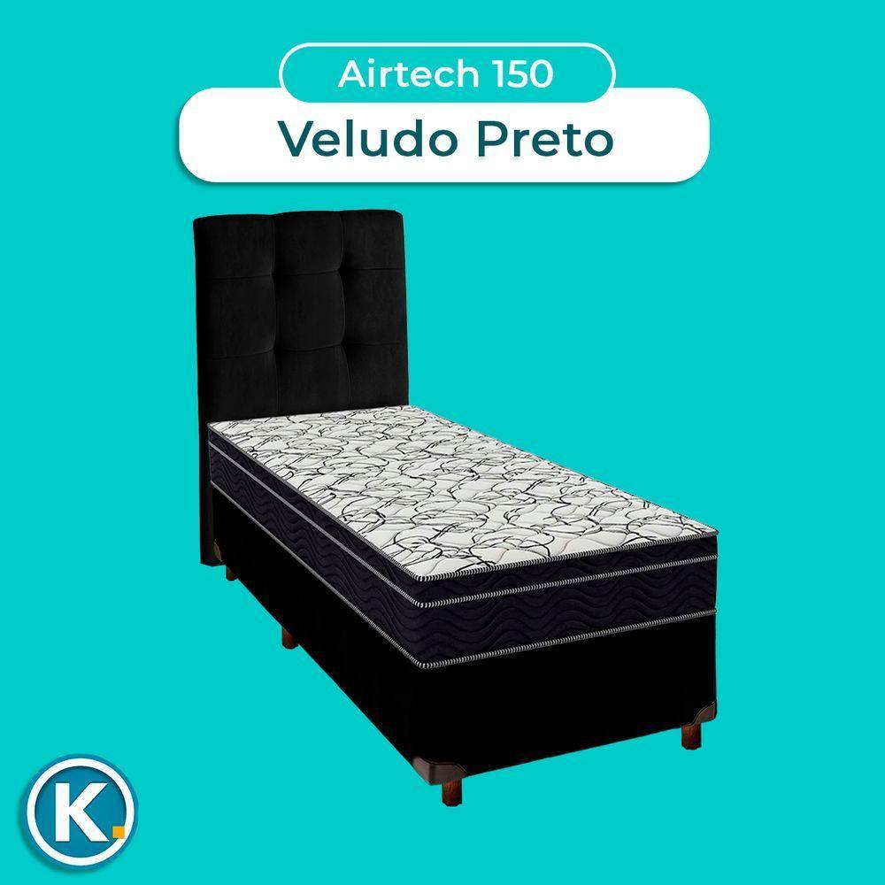 Box Preto + Colchão Solteiro Airtech 150 Ortobom + Cabeceira - 4