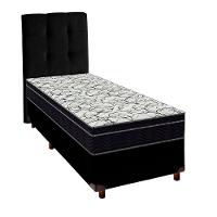 Box Preto + Colchão Solteiro Airtech 150 Ortobom + Cabeceira - 1