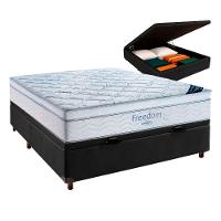 Cama Box Baú Preto Com Colchão Casal Freedom Ortobom - 1