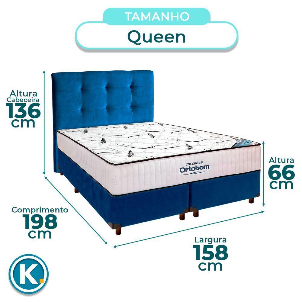 Cama Box Azul Com Colchão Queen High Foam Ortobom E Cabeceira - 3