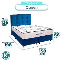 Cama Box Azul Com Colchão Queen High Foam Ortobom E Cabeceira - 3