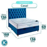 Cama Box Baú Azul + Colchão Casal Freedom Ortobom E Cabeceira - 3