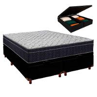 Cama Box Baú Preto + Colchão Casal Airtech 150 Ortobom - 1