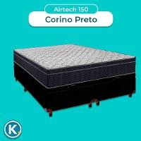 Cama Box Baú Preto + Colchão Casal Airtech 150 Ortobom