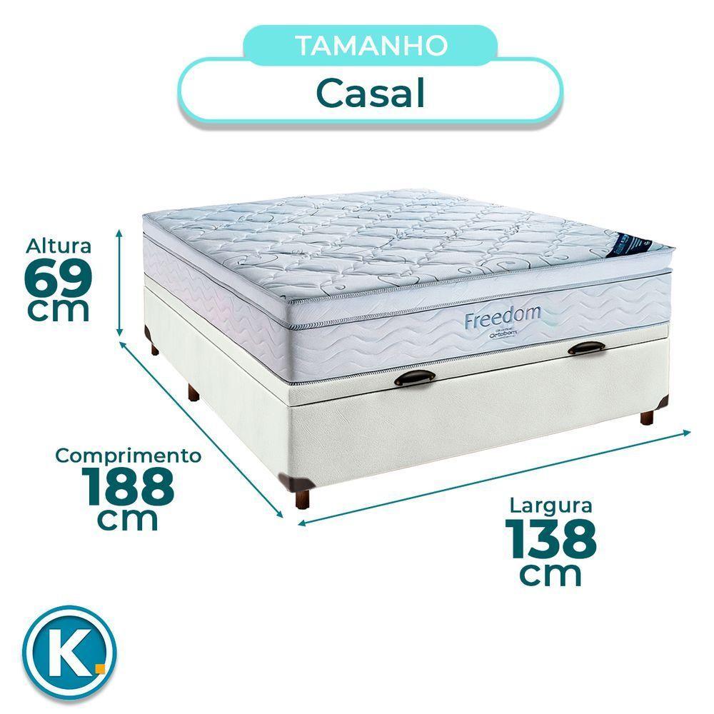 Cama Box Baú Branco + Colchão Casal Freedom Ortobom - 3