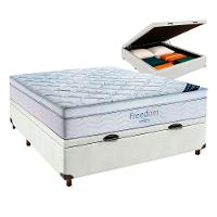 Cama Box Baú Branco + Colchão Casal Freedom Ortobom - 1