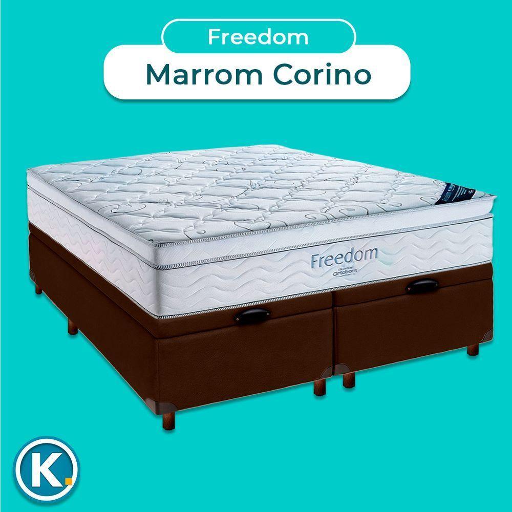 Box Baú Blindado Marrom + Colchão Queen Freedom Ortobom - 4